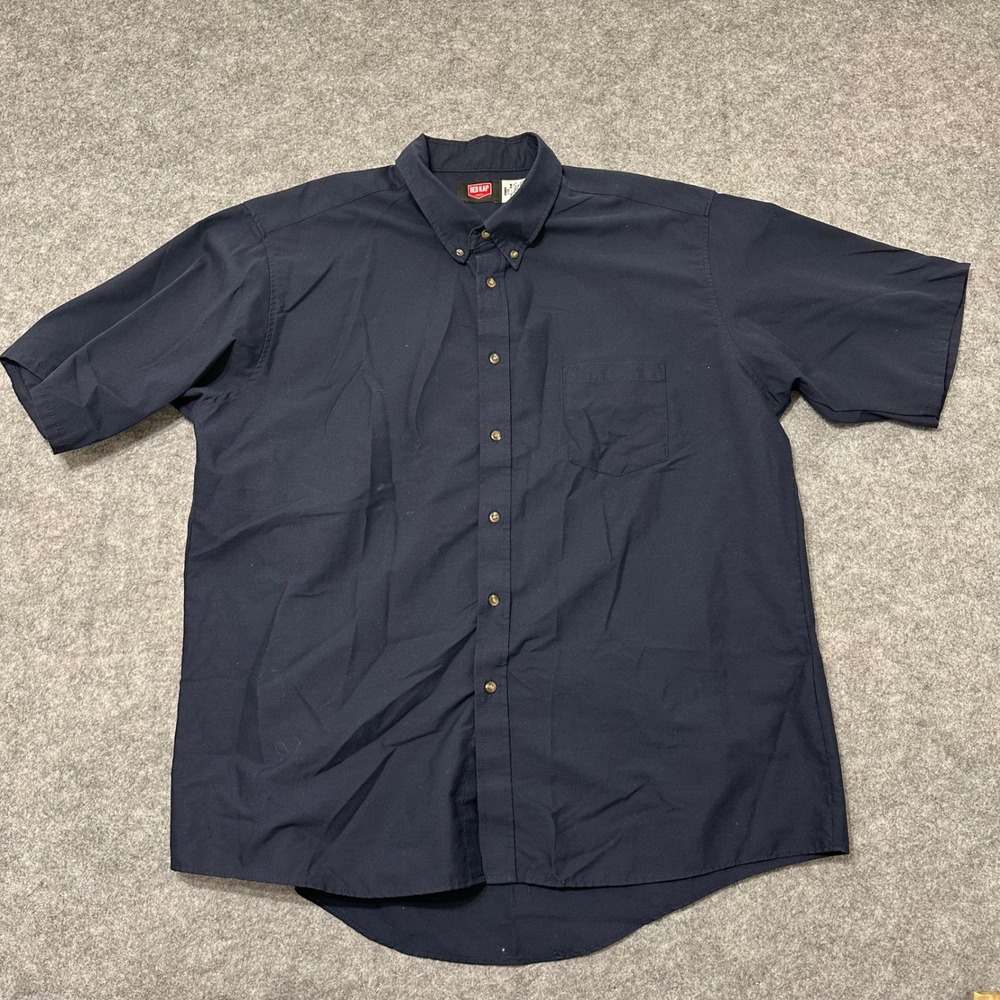 Red Kap Work Shirt Mens XXL Navy Blue Short Sleeve Button Down SP80NV5 Pocket